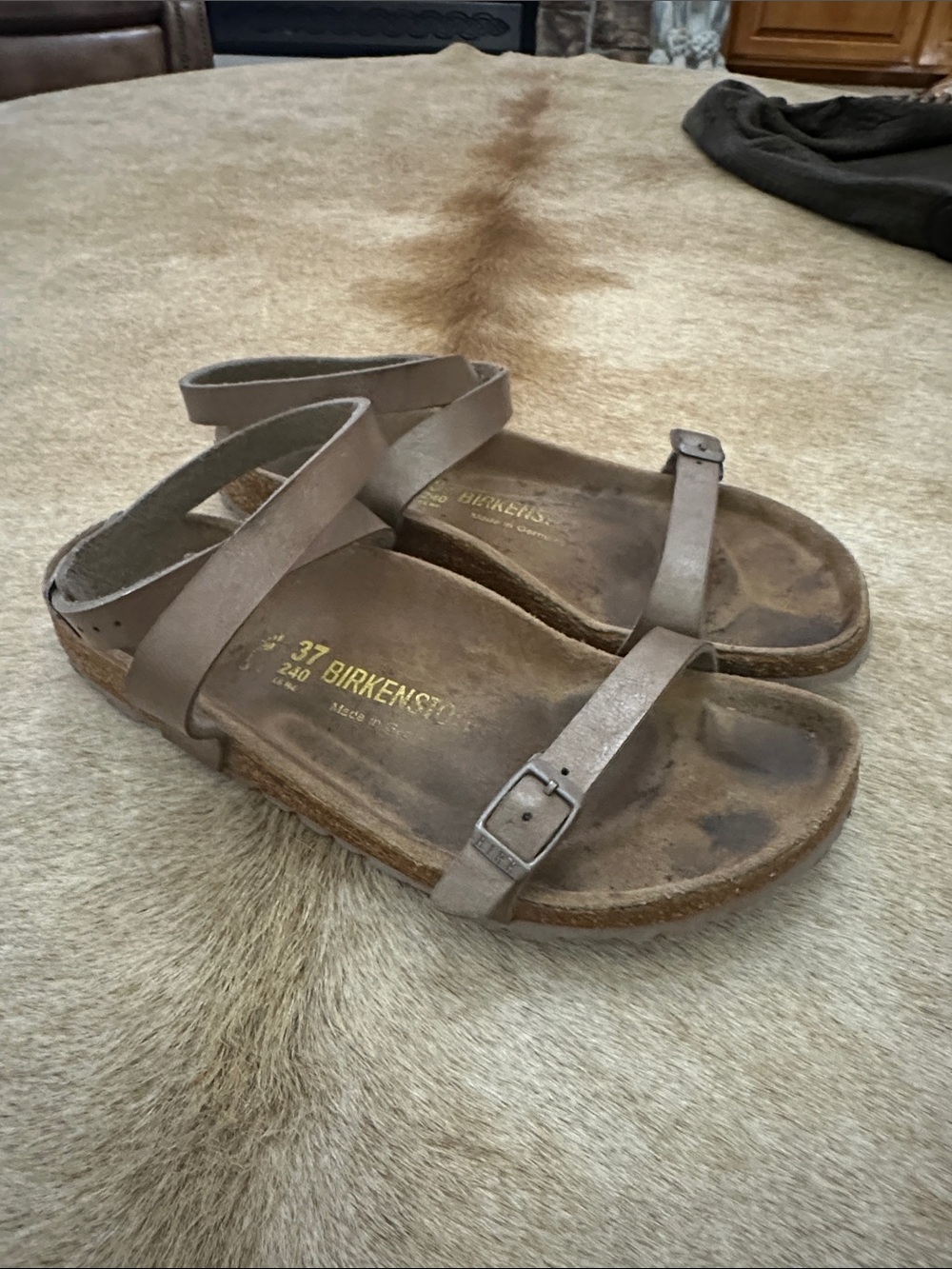 Birkenstock Taupe Strappy Cork Footbed Sandals